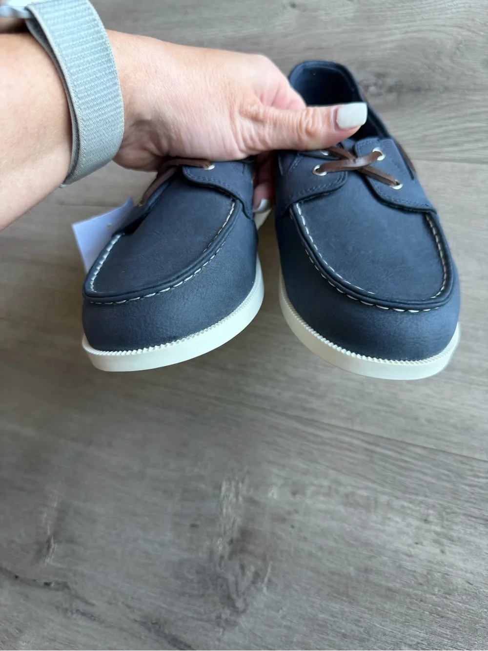 NWT J. Crew Factory Kids' boat shoes - navy - size K2